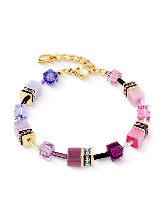 Coeur-de-lion Women's Chain Bracelet with Flower Design Gold Plated Steel 18.5cm