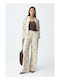 Women's Pantaloons with Rubber Band in Loose Fit Floral Beige