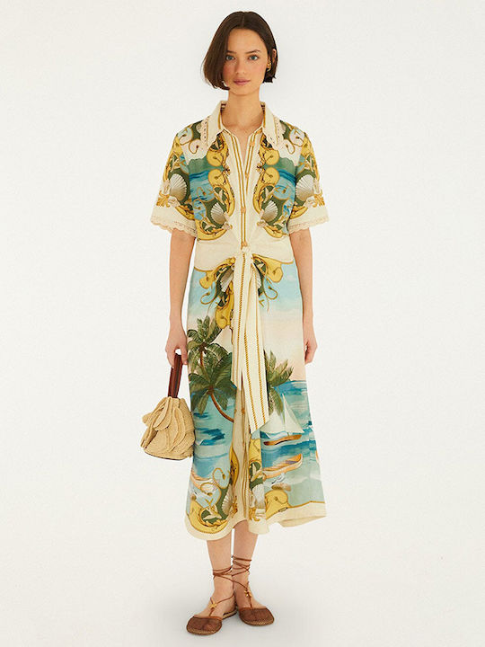 Summer Midi Shirt Dress Beige