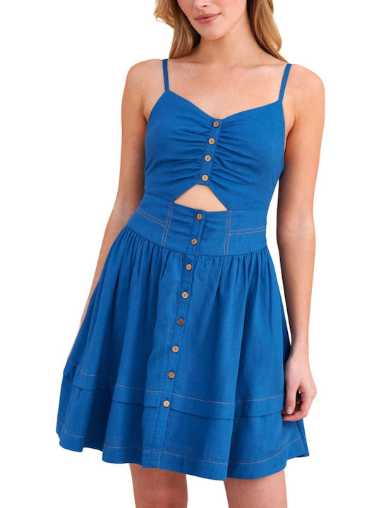 Summer Mini Dress with Ruffles Blue