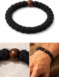 Handmade Woolen Black Thick Prayer Beads Dark Brown Wooden Bead