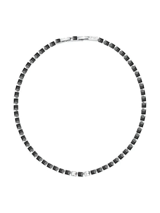 Karl Lagerfeld Halskette aus Stahl mit Zirkon Schwarze