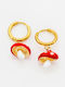 Gold Plated Red Hoop Earrings