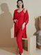 Lindros Summer Women's Cotton Pyjama Set Red