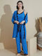 Lindros Summer Women's Cotton Pyjama Set Blue