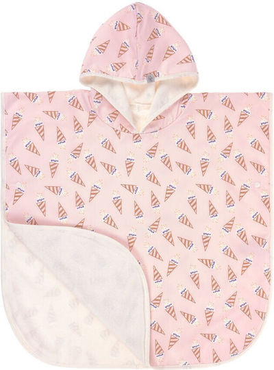 Kid's Beach Poncho Upf 80 Protection Lassig Ice Cream Pale Pink 60x60cm