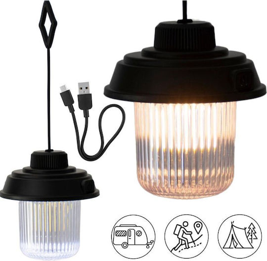 Redcliffs Λάμπα Led Επαναφορτιζόμενη για Camping Αδιάβροχη με Φακό Μαύρο