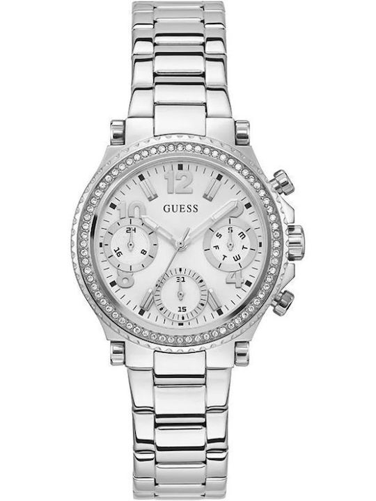 Guess Cosmic Damenuhr 36mm Chronograph Batterie mit Silber Metall-Armband
