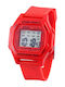 Digital Men's Watch 36mm Battery with Red Rubber Strap