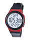 Digital Men's Watch 42mm Battery with Rubber Strap Black/Red
