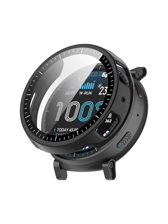 Techsuit Defense360 Pro Plastic Case with Tempered Glass in Black for Amazfit Active Max