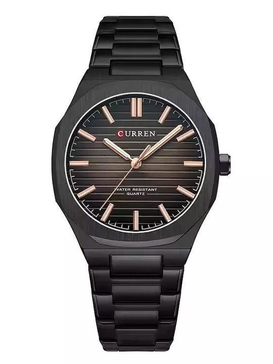 Curren Ανδρικό Ρολόι 42mm Μπαταρίας με Μαύρο Μεταλλικό Μπρασελέ