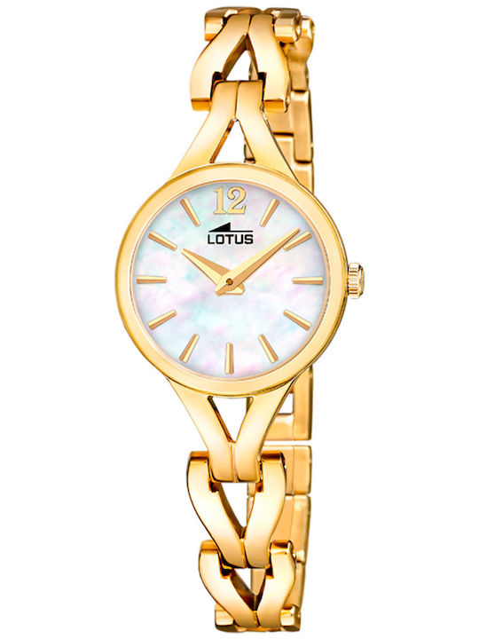 Lotus Watches Ceas Barbati Baterie Cu Brățară Din Metal Aurie