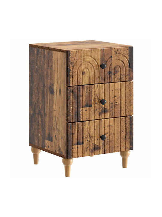 Wooden Bedside Table With Metal Legs Brown 43x4...