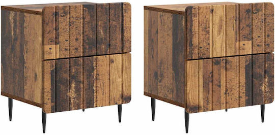 Noptiere Dormitor Din Lemn Maro 2 Bucăți 43x34.5x49.5cm