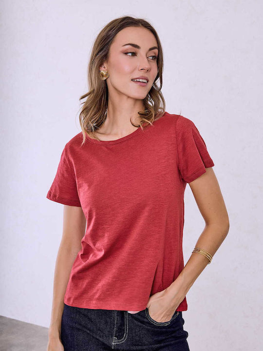 Celestino Kurzärmeliges Baumwoll-T-Shirt Rot Hell