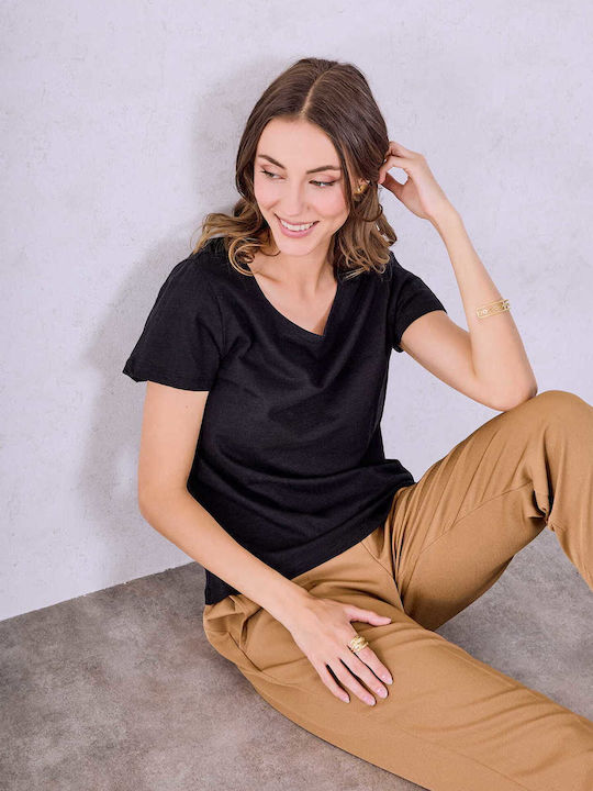 Celestino Kurzärmeliges Baumwoll-T-Shirt Schwarz