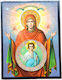 Icon Holy Mary The Platytera Of Heavens Wooden Glossy B 26x20cm