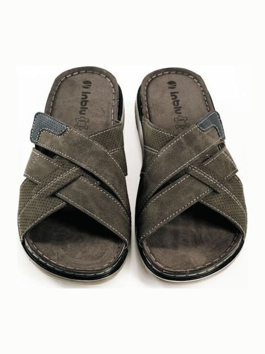 Inblu Leather Men's Sandals In Gray Color