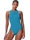 Endurance+ Logo Hydrasuit Athletic Swimsuit With Zipper Blue