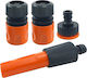 Set of Water Sprayer and Connection Accessories 4pcs Orange Black