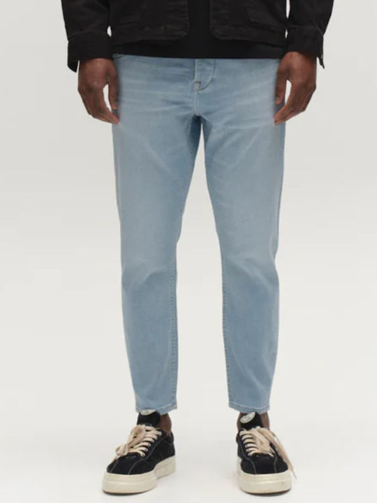 Alex Ανδρικό Παντελόνι Τζιν Cropped Ελαστικό Relaxed Tapered Fit Μπλε