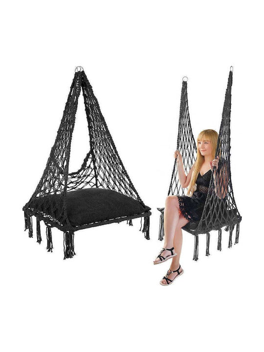 Swing Armchair with Stand and Pillow Fabric Gray Load Capacity up to 120kg L60xW60xH120cm
