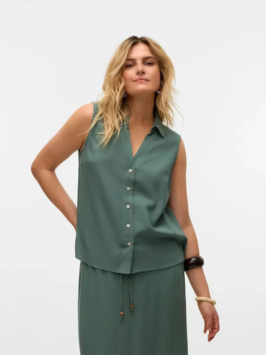Vero Moda Mymilo Ärmelloses Damenhemd Grün
