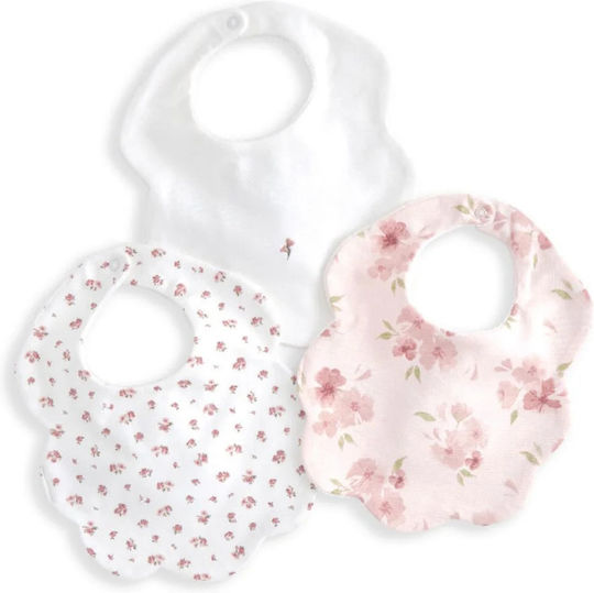 Mamas & Papas Fabric Baby Bib with Button Floral 3 Pieces