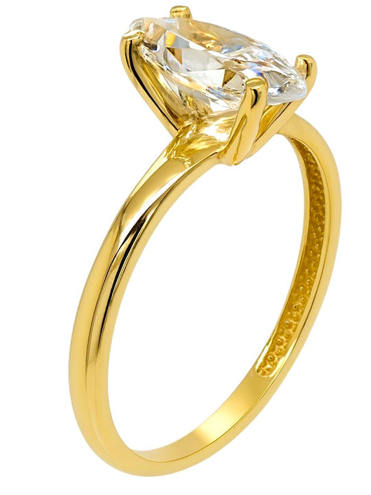 Xrisokosmima Single Stone Ring from 14K Gold with Zircon