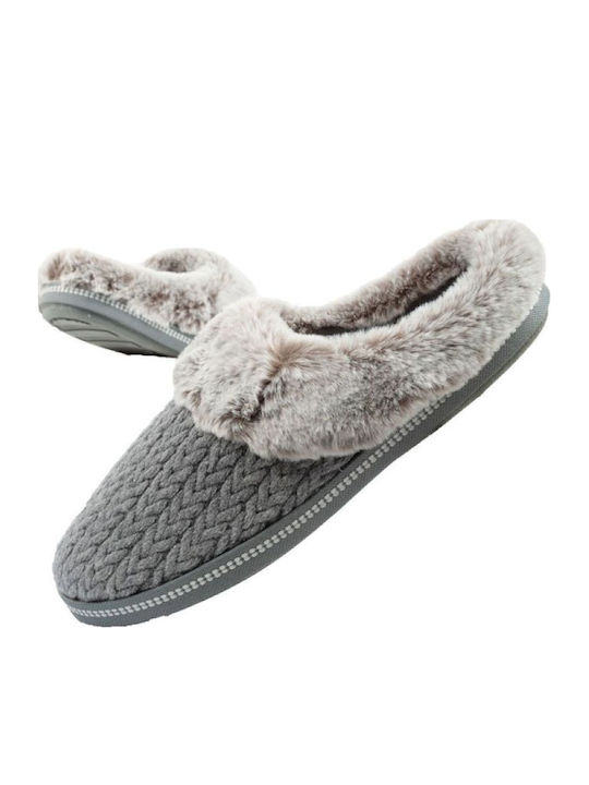 Cozy Campfire Winter Women's Slippers with Fur Gray