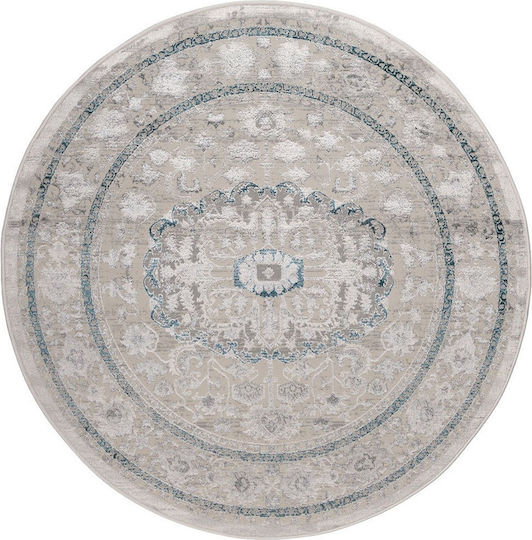 Biokarpet Wohnzimmer Teppich Rund 9860a Grau-Blau 160x160