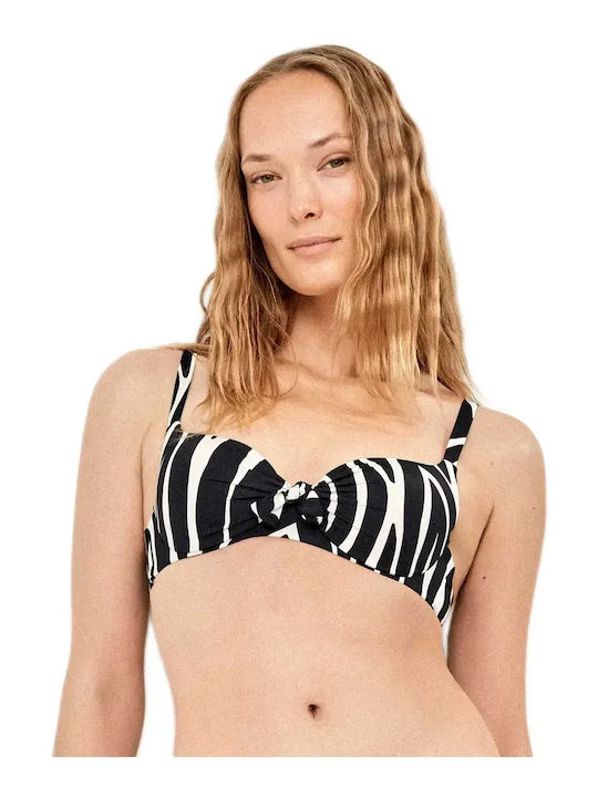 Bikinioberteile mit Polsterung Tierdruck Schwarz-Ivory