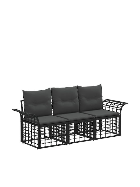 vidaXL Outdoor-Sofas & Bänke Dreisitz Rattan Mit Kissen
