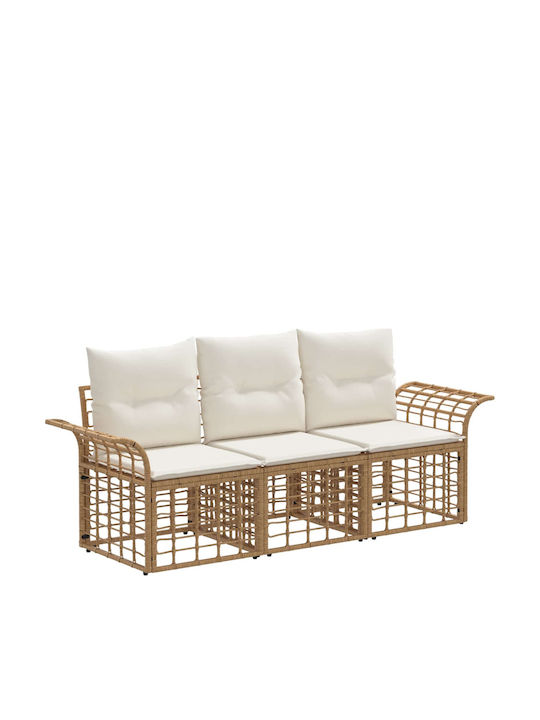 Drei-Sitzer Outdoor-Sofa aus Rattan mit Kissen
