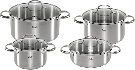 Fissler San Francisco Σετ Κατσαρόλες από Ανοξείδωτο Ατσάλι Ασημί 4 Σκευών