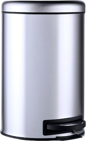 Relaxdays Metallischer Mülleimer mit Pedal Silber 12lt