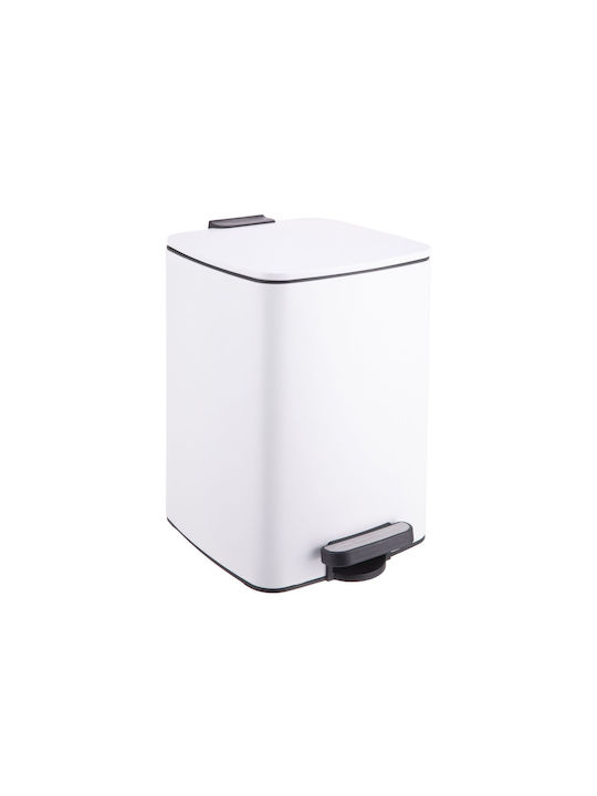 Relaxdays Coș de Gunoi Plastic cu Pedală Alb 12l