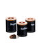 Relaxdays Set 3 Bucăți Vaze pentru Cafea / Ceai / Zahăr cu Capac Lemn Negru 1000ml 3 Bucăți
