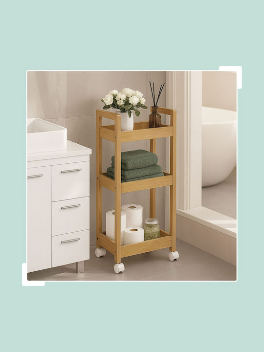 Relaxdays Troleu De Bucătărie Metalic Cu 3 Locuri Maro 30x20x80cm
