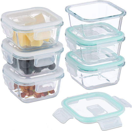 Relaxdays Set Glas-Mittagsboxen Transparent 6x12cm 6 Stück