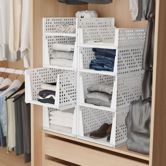 Relaxdays Organizator Plastic Pentru Haine Alb 24.5x33.5x43.5cm 3 Bucăți
