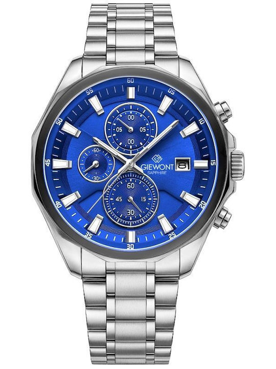 Giewont Men's Watch 46mm Chronograph Battery with Silver Metal Bracelet