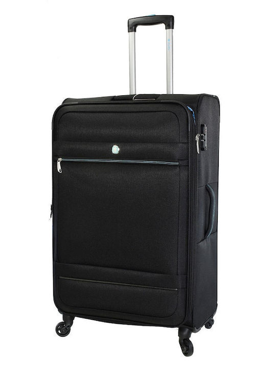 Dielle Large Travel Suitcase Black with 4 Wheels Height 77cm