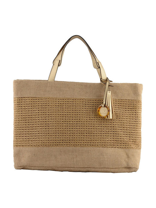 Ψάθινη Γυναικεία Τσάντα Shopper Μπεζ