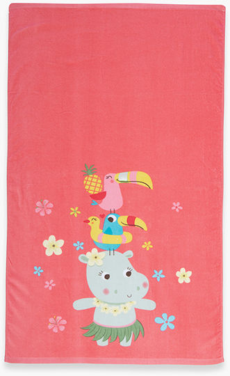 Nef-Nef Homeware Aloha Hippo Kids' Beach Towel Orange 120x70cm