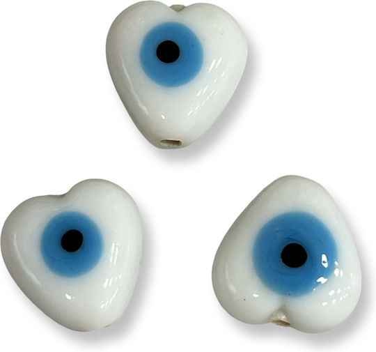 Weißes Mataki Herz 20x20mm Loch 2,2mm Glas Nazar 6 Stück