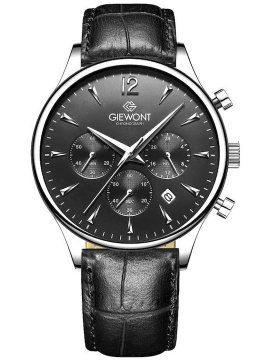 Men's Watch 42mm Battery Chronograph with Black Leather Strap