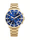 Giewont Herrenuhr 43mm Chronograph Batterie mit Gold Metall-Armband