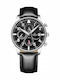Men's Watch 42mm Chronograph Battery with Black Leather Strap